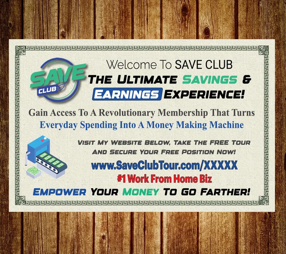 Save Club Drop Card
